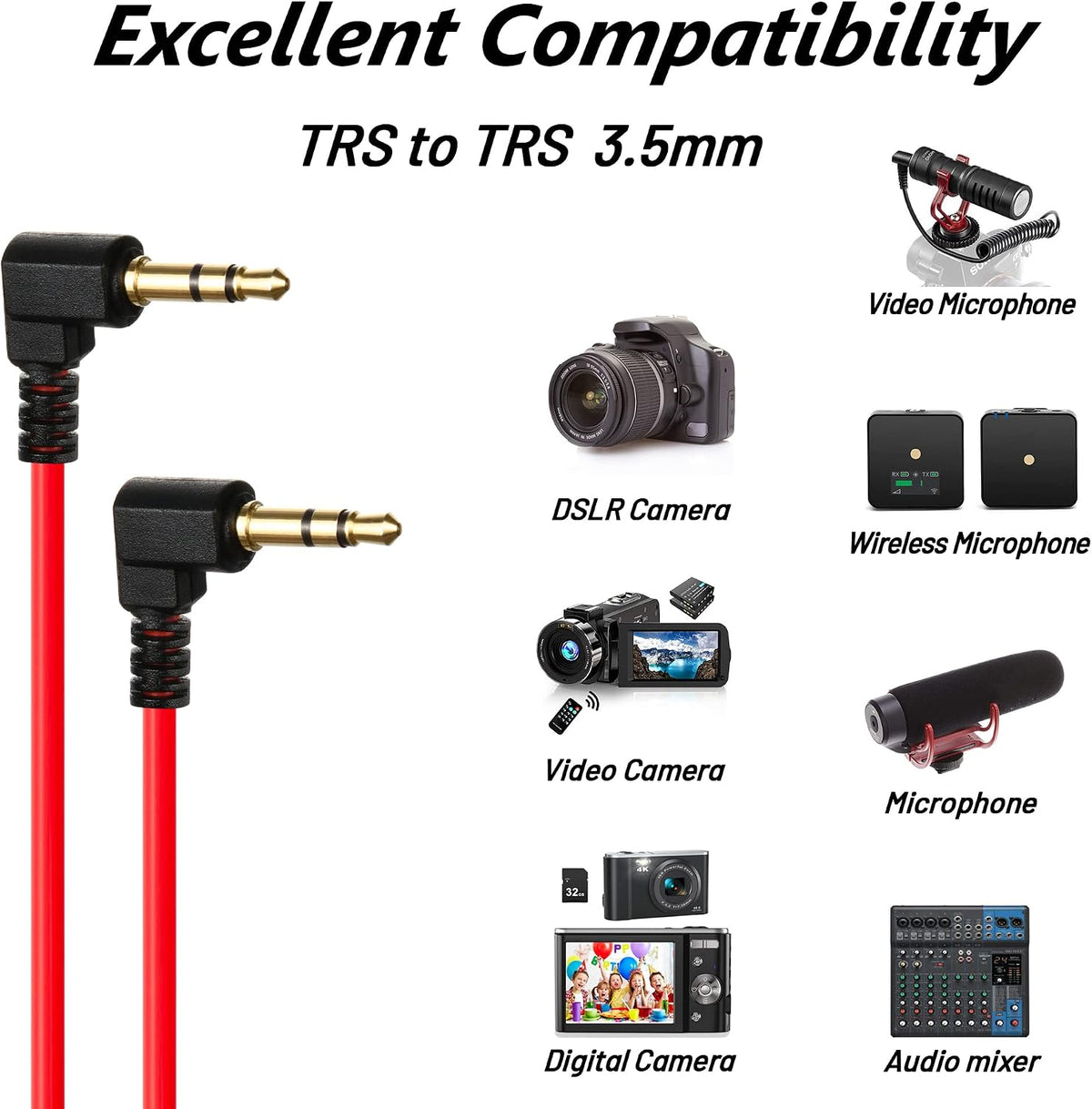Cocomk audio converter cable connected to a DSLR camera