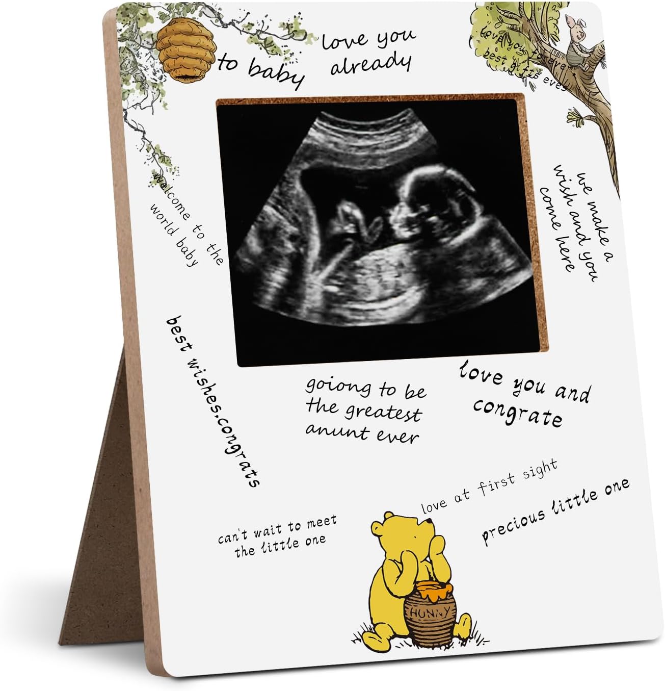 Hatzelou Winnie the Pooh sonogram picture frame front view
