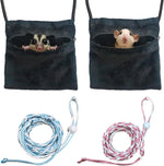2 Pics Sugar Glider Pouch and 2 Pics Hamster Leash Small Animal Carry Pouch with Adjustable - Cozy & Portable Habitat for Small Pets (Hamsters, Rat, Marmosets, Squirrels) - Image 1