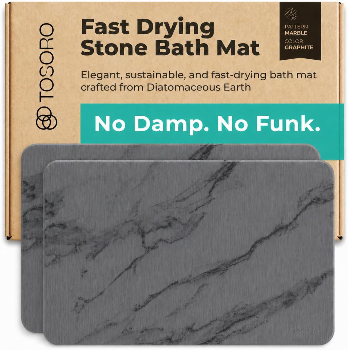 TOSORO sustainable stone bath mat maintenance tool included