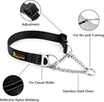 Plutus Pet no pull collar close up of stainless steel chain