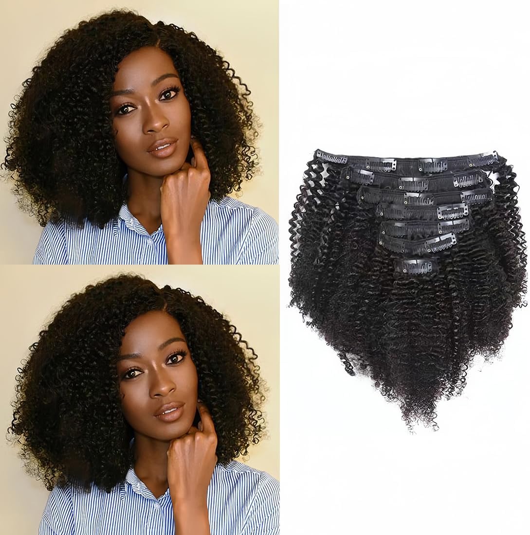 Caliee afro kinky curly clip in hair extensions front view