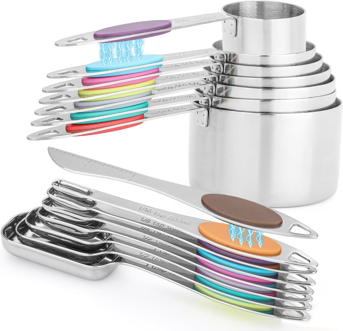 Calicage stainless steel colorful measuring cups stacked