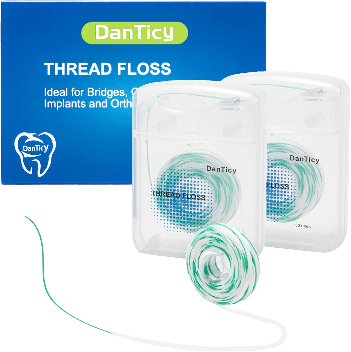 840D Fluffy Floss Threaders,Deep Clean Dental Floss for Braces, Bridges, and Implants,Super Floss Pre-Cut (100 Count (Pack of 2)) - Image 1