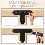 Black T Bracket, 4 pcs 13.5"x 2.9" T Shape Steel Flat Bracket Mending Plate 3mm Thickness for Wood, T Joining Brackets Connecting Brackets with Screws for Repair Wood Furniture - Image 9