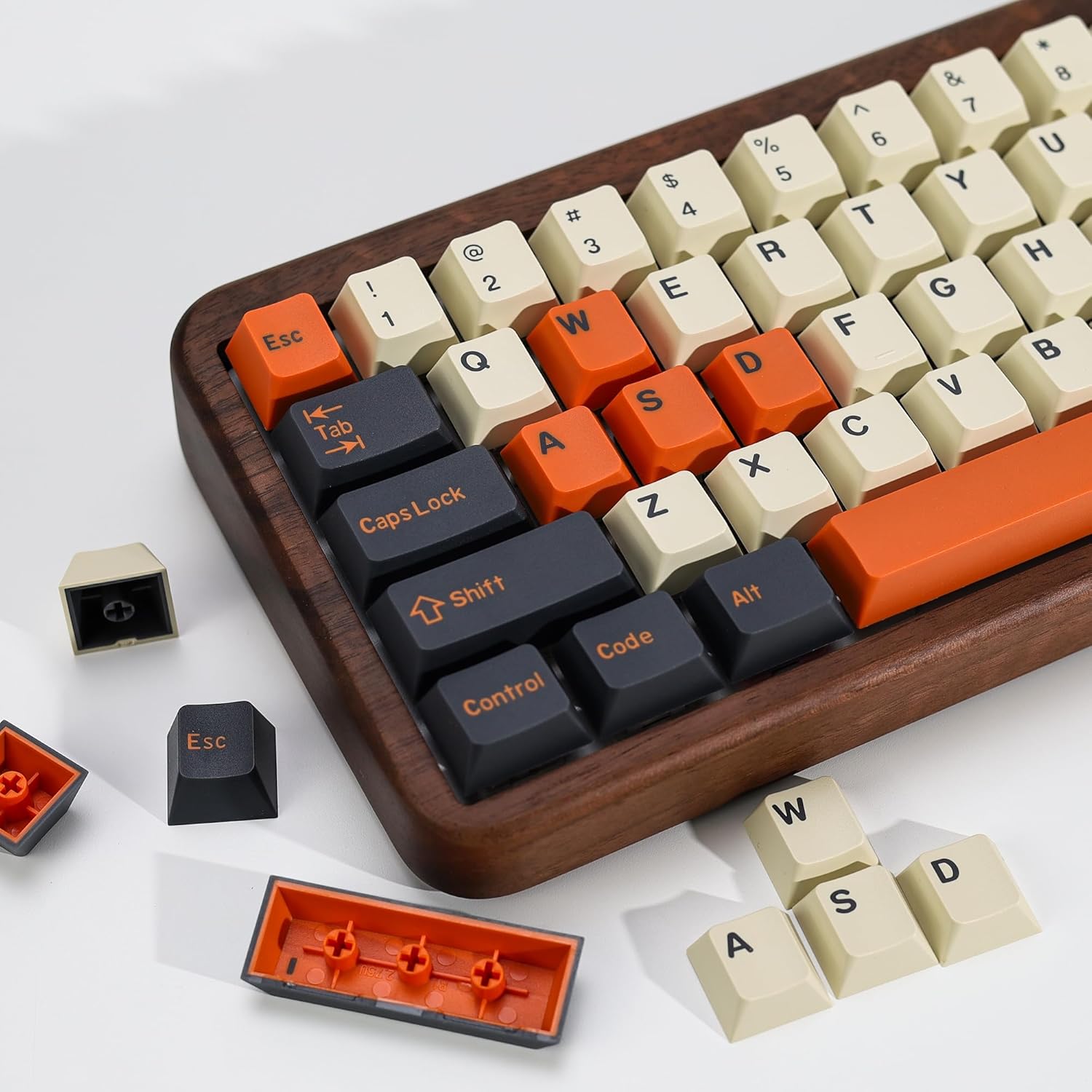 KBDiy Carbon PBT Double Shot Keycap Set front view on custom mechanical keyboard.