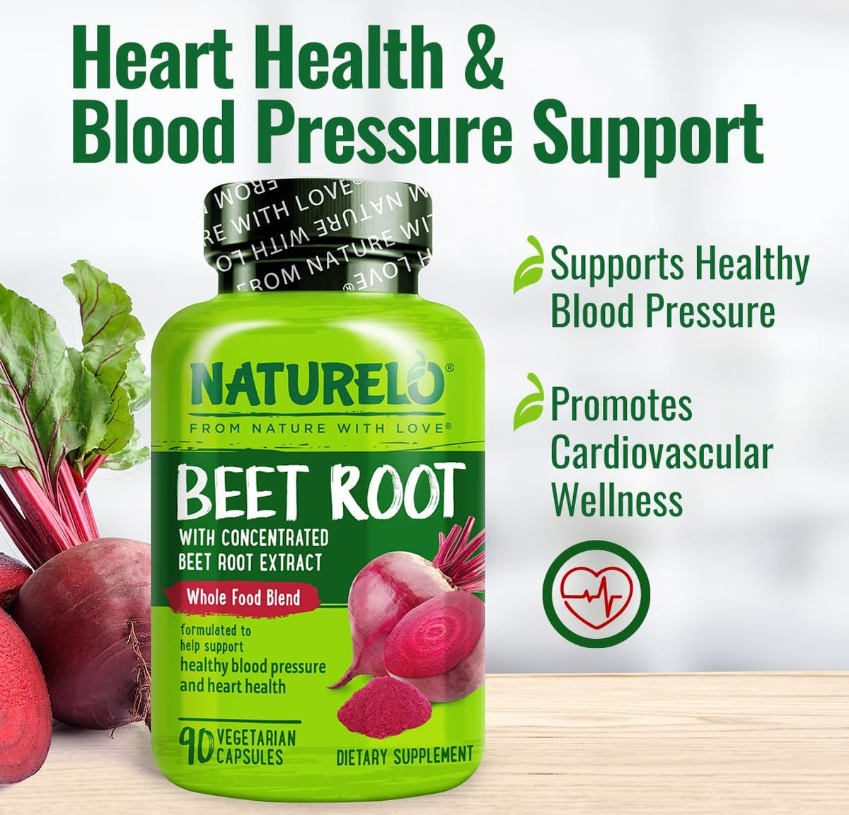 Naturelo Beet Root 90 Capsules supplement facts label