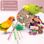 Parakeet playing with KATUMO shredding toy accessories