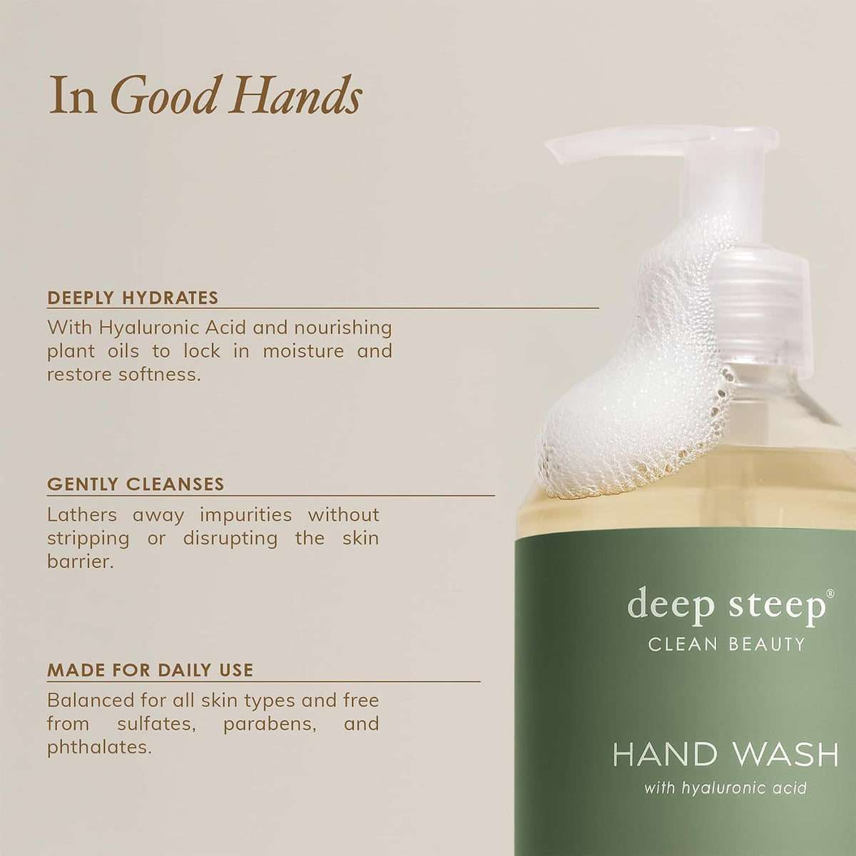 Deep Steep liquid hand wash texture and lather demonstration