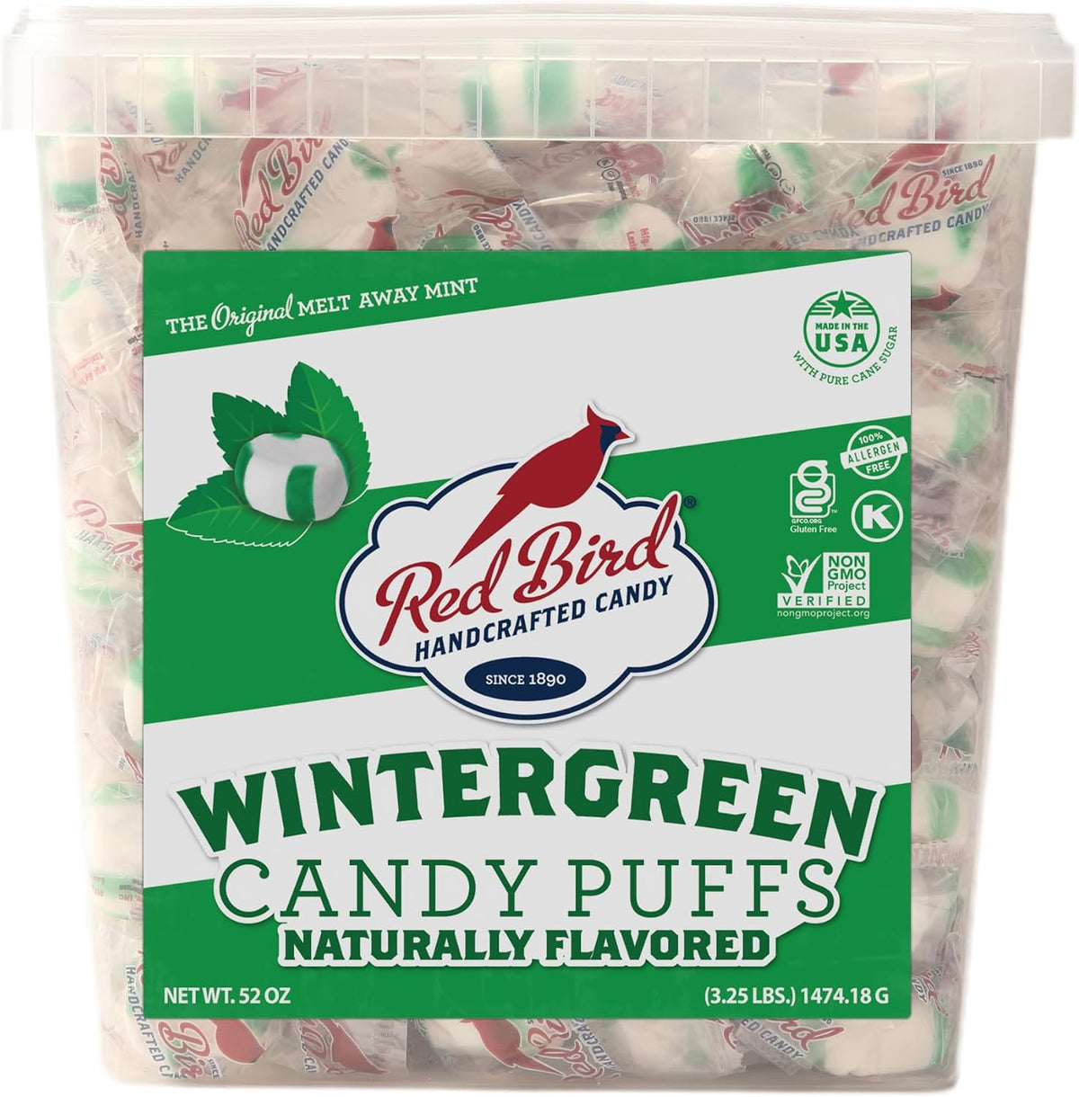 Red Bird Cotton Candy Puff Mints, Individually Wrapped Soft Candy, 52 oz Bulk Tub - Top 9 Allergen Free, Made with Pure Cane Sugar - Image 11