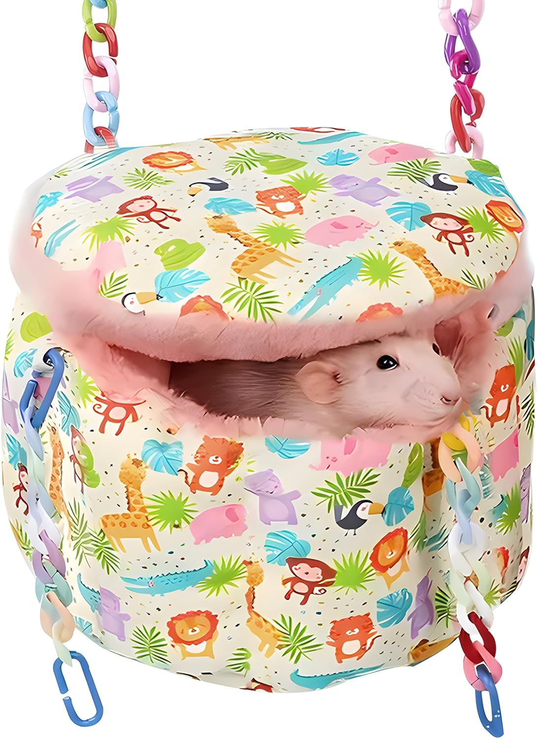 Jevnd Rat Hanging Bed front view showing plush interior