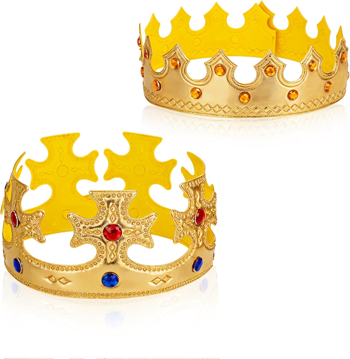 Yuomeaz golden prince crown two piece set front view showing faux gemstones