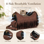 Adjustable shoulder strap and secure zipper on pet carrier handbag