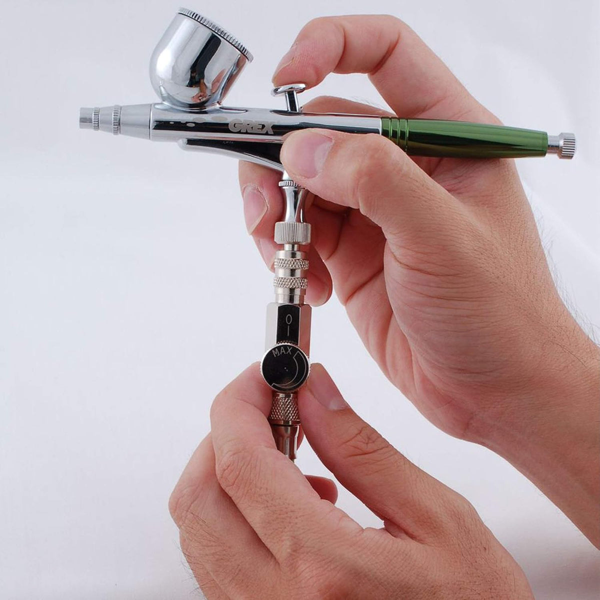 Grex G-MAC airbrush valve adjustment dial close up