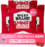 Wiley Wallaby mini gourmet licorice candy pack opened showing plant based vegan treats