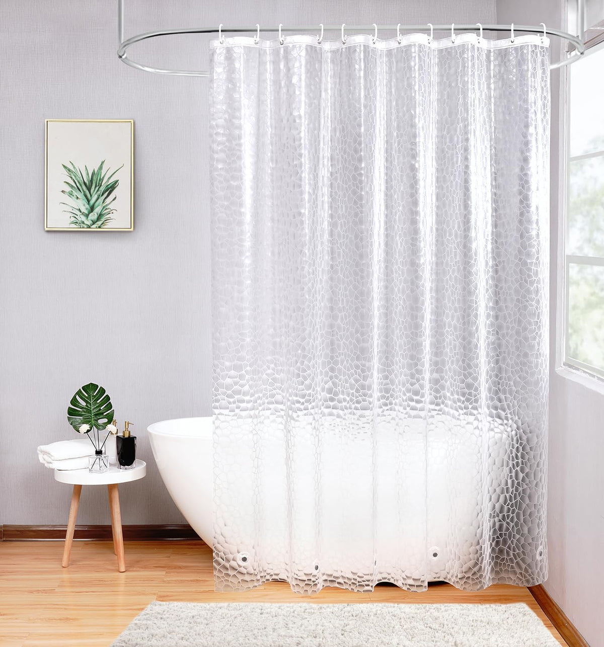 AooHome 3D water cube shower curtain liner front view