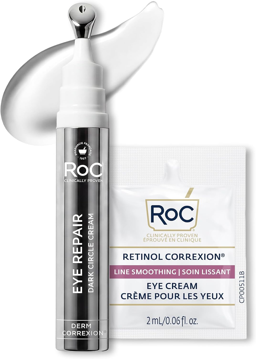 RoC Derm Correxion Dual Eye Cream with Advanced Retinol + Peptides for Puffy Eyes and Dark Circles, (.68 oz) with Retinol Under Eye Cream Packette - Image 10