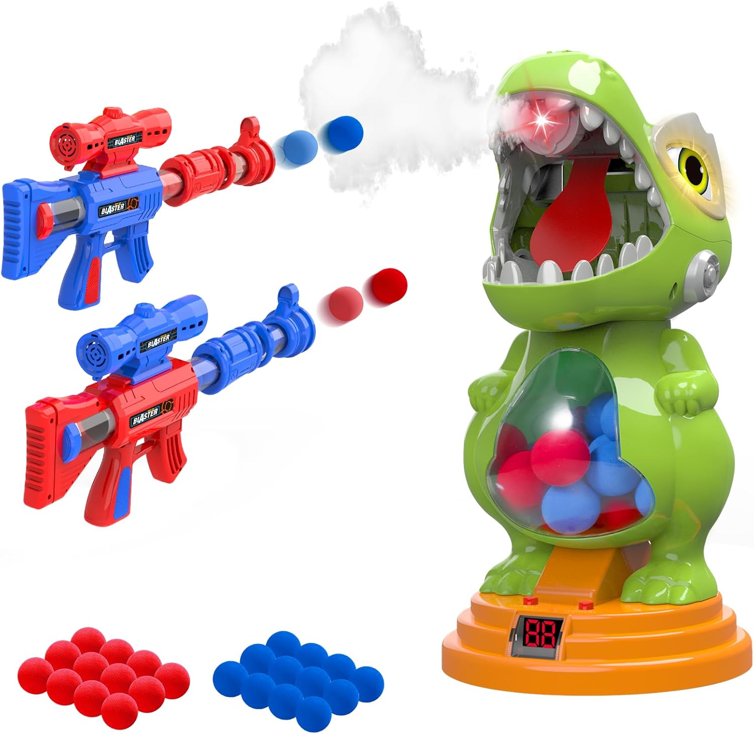 Kssvzz Movable Dinosaur Shooting Toy front view with air guns