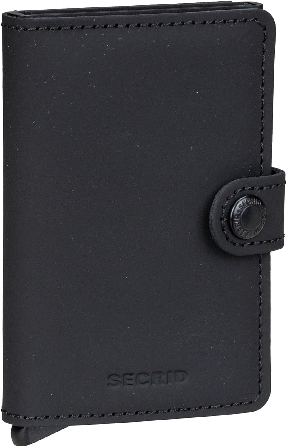 Secrid mini wallet front view matte black leather