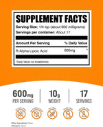 BulkSupplements R-ALA supplement pure powder form for cellular energy support.