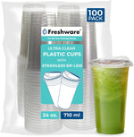 Freshware 24 Fluid Ounce Clear Disposable Plastic Cups front view