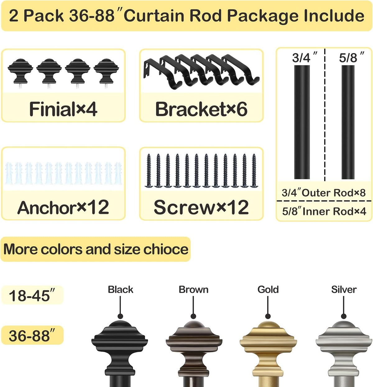 Multiple rod pieces and connectors laid out flat