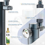 FZONE compact aquarium regulator showing 45g disposable cylinder attachment