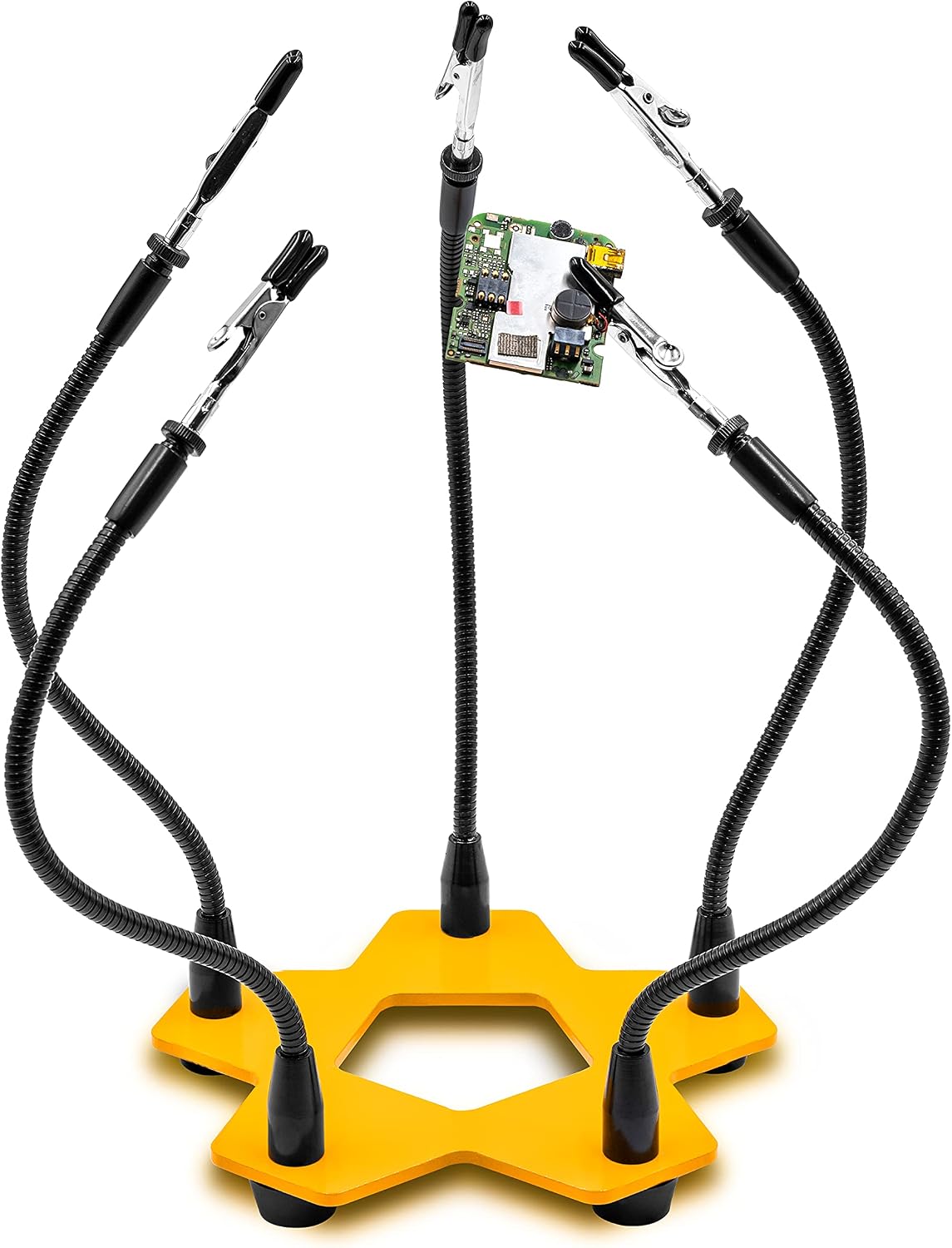 Third Hand Soldering Tool PCB Holder Two Magnetic Based Flexible Metal Arms Helping Hands Crafts Jewelry Hobby Workshop Helping Station Non-Slip Steel Weighted Base - Image 13