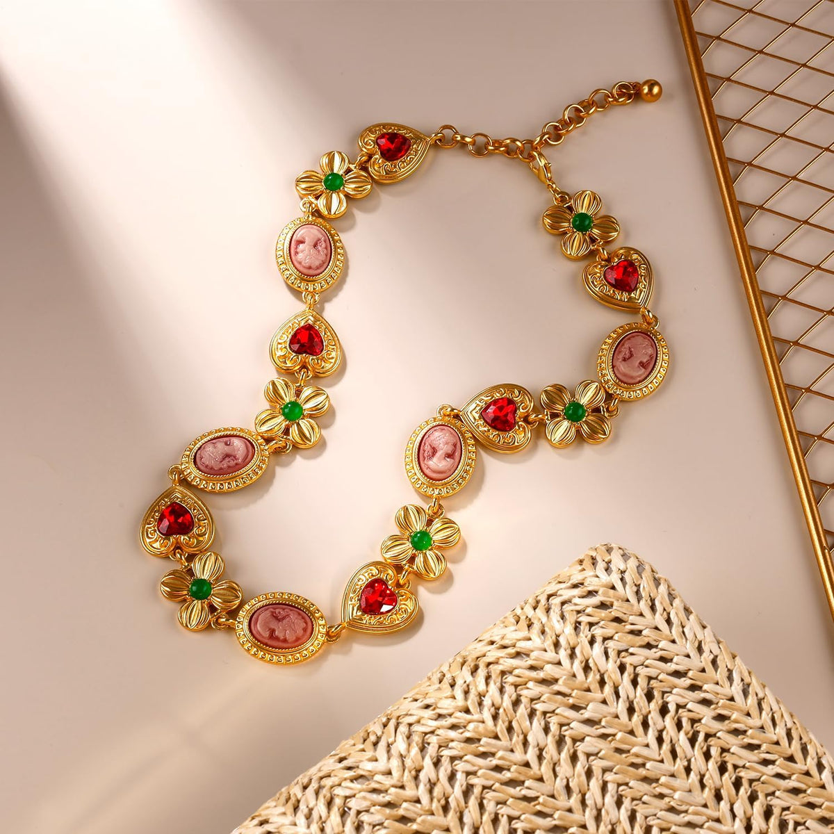 Mikovivi maximalist necklace floral charms close up