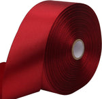Riunbb deep red solid satin ribbon front view roll for gift wrapping