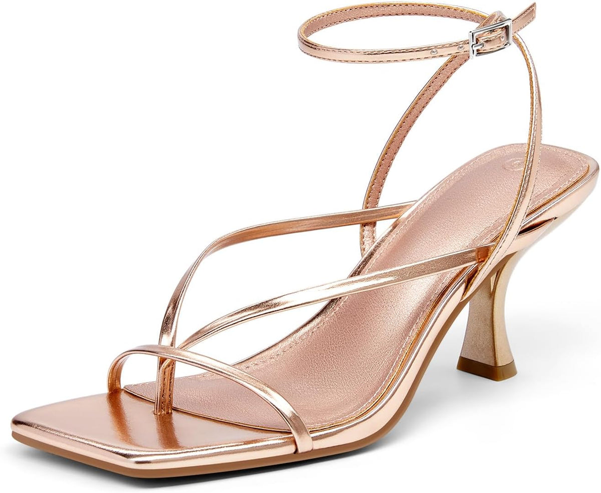 PiePieBuy Women's Lace Up Heeled Sandals Square Flip Flop High Heels Strappy Party Shoes - Image 9