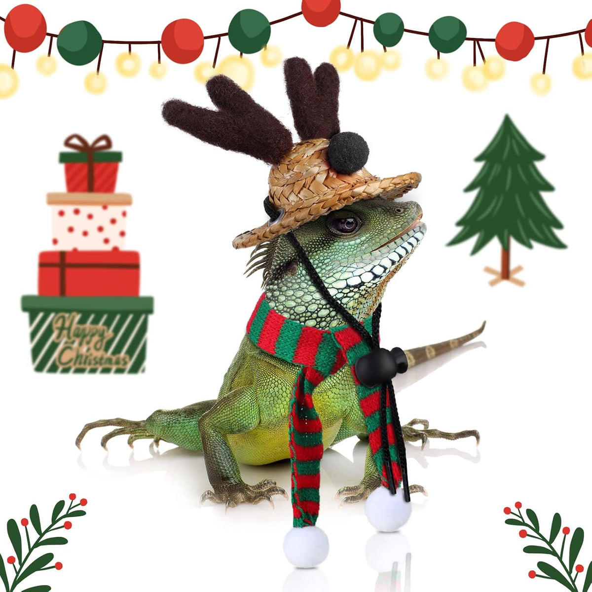 Weewooday reindeer antlers hat accessory for bearded dragon Christmas cosplay