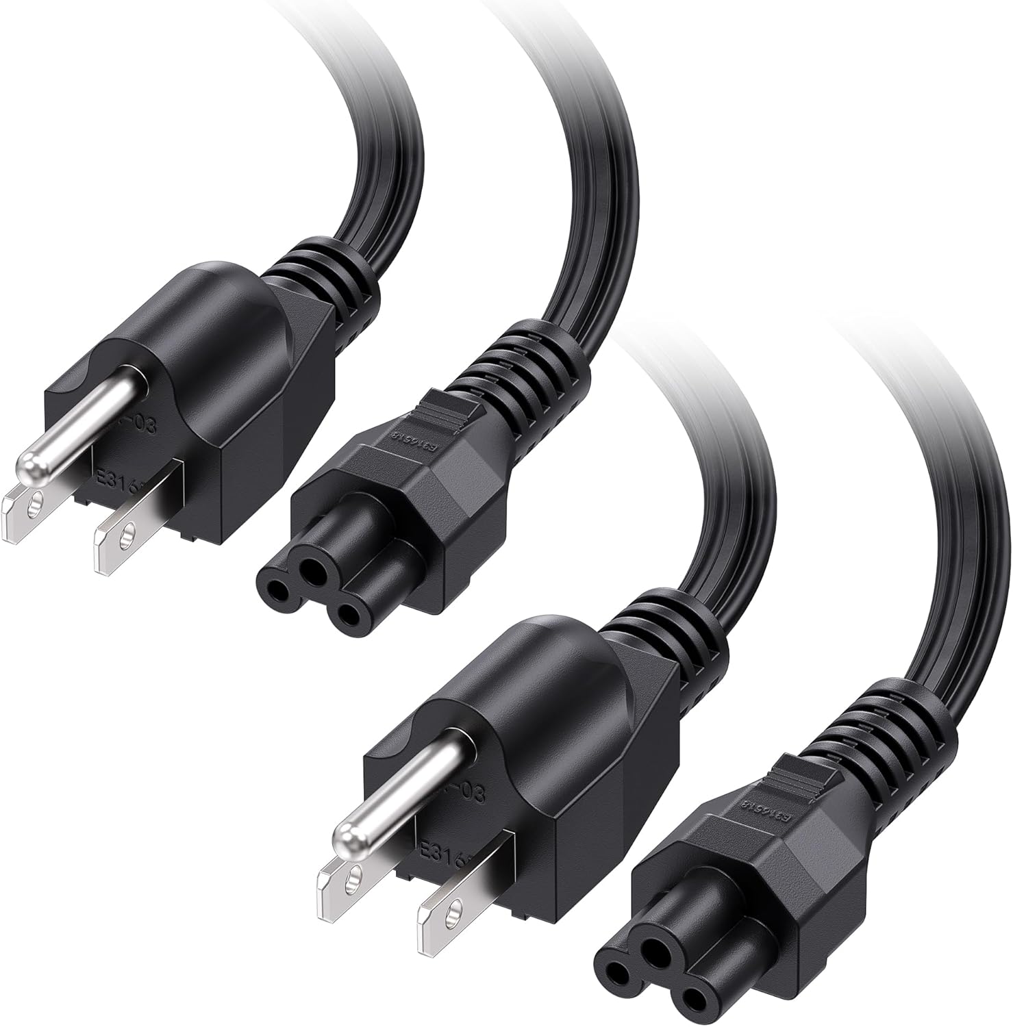Cable Matters Three Prong Laptop Power Cord replacement front view showing heavy duty build.