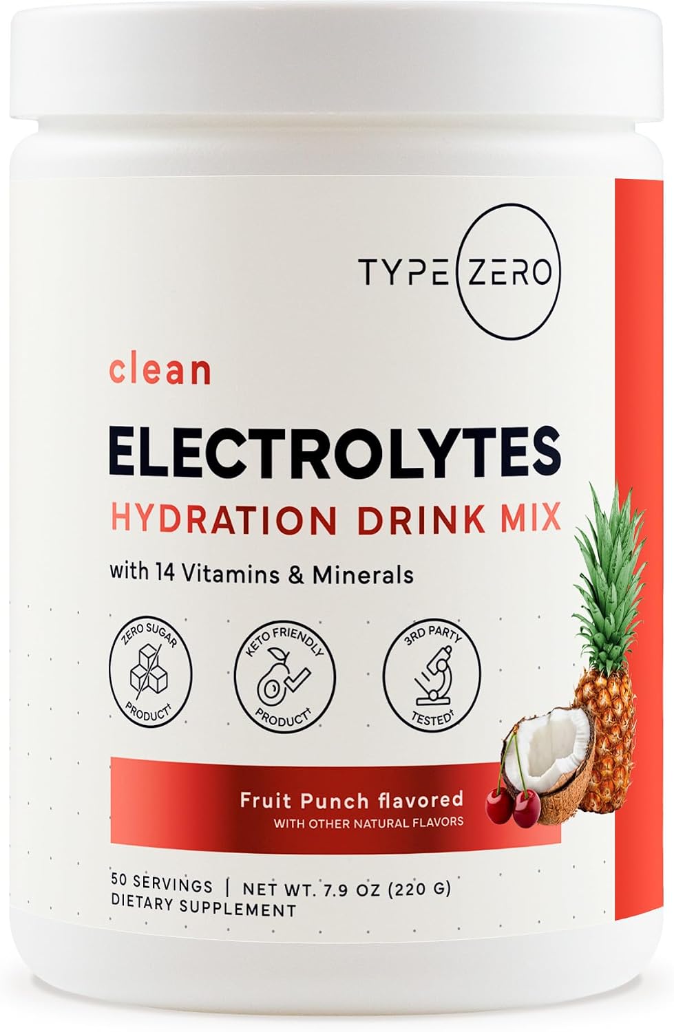 Type Zero clean electrolytes hydration powder front view