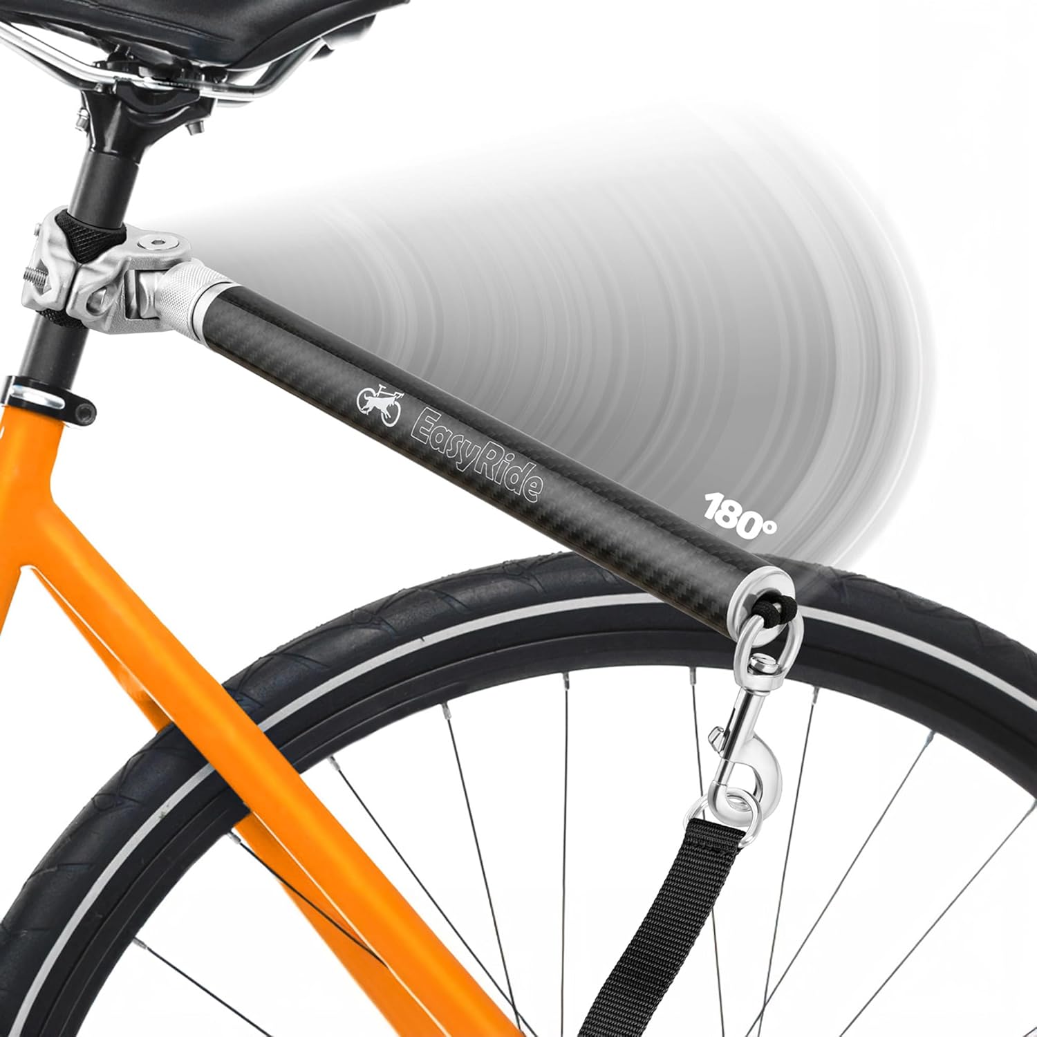 Malabi V2.0 rotating dog bike leash attached to bicycle