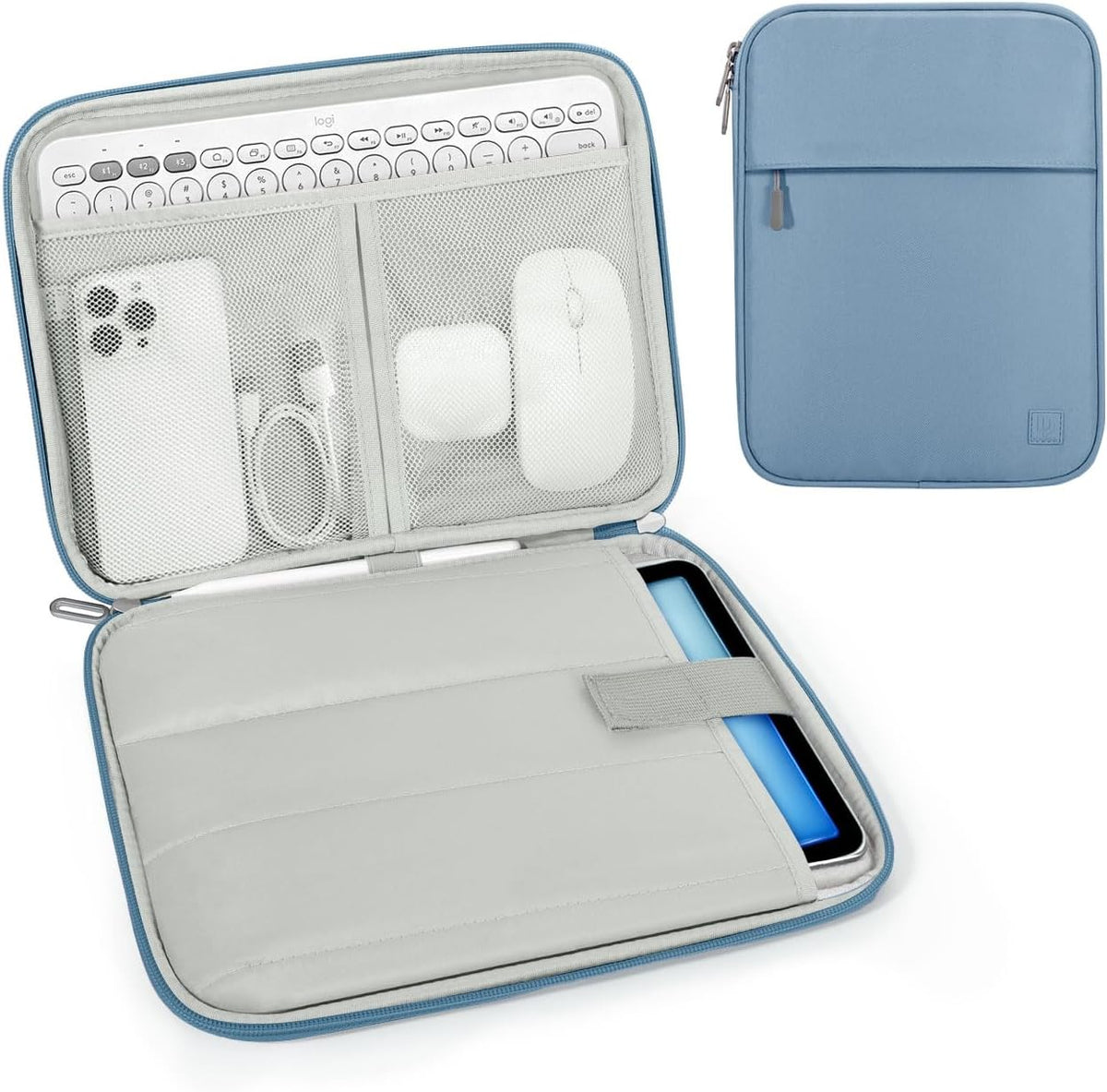 Dadanism 9-11 Inch Tablet Sleeve front view in misty blue color