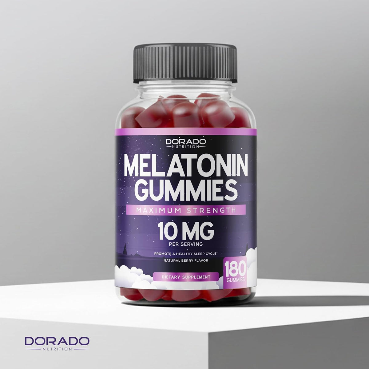 Dorado Nutrition gummy supplement branding and bottle size