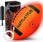 Happlayfun LED light up football front view glowing orange in the dark
