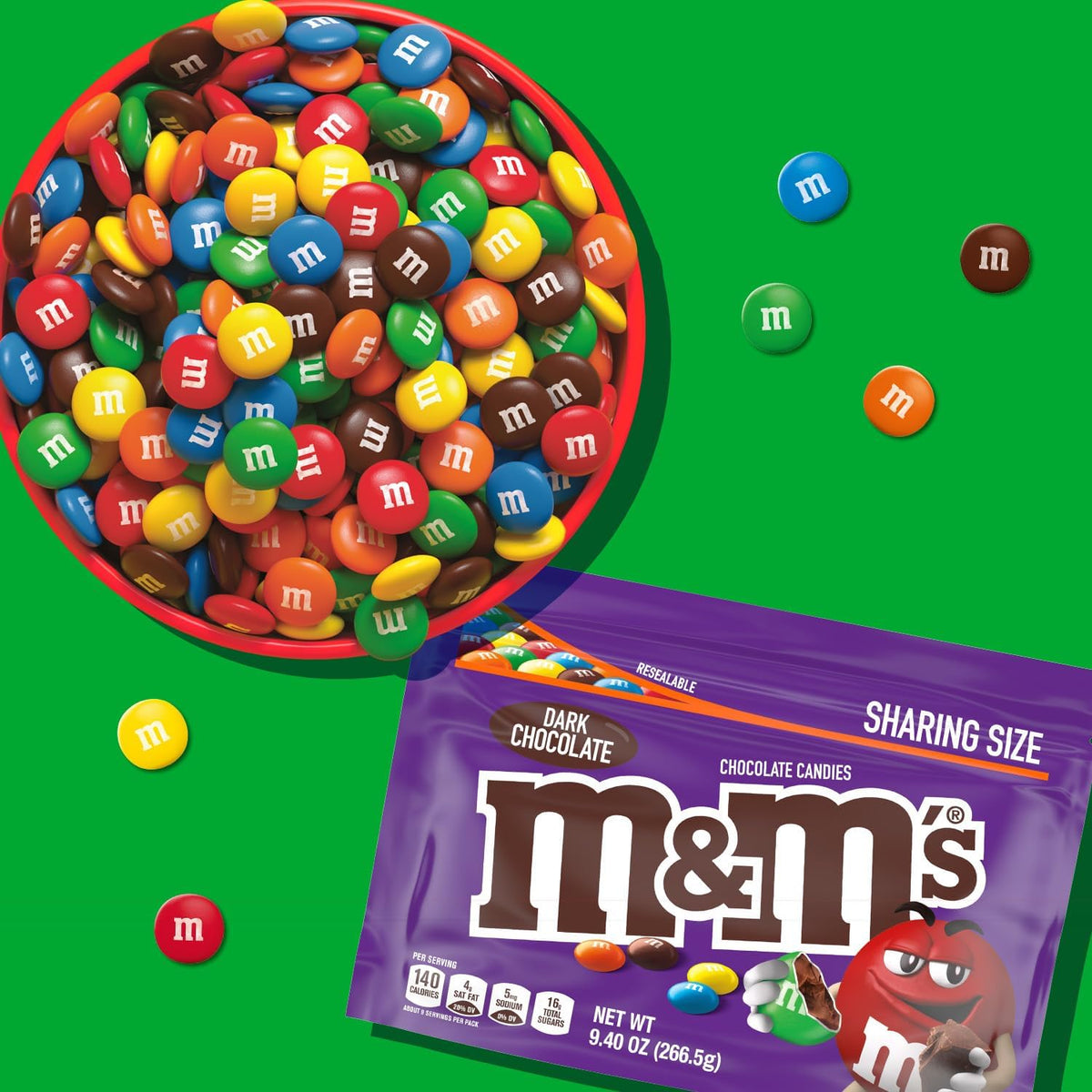 Close up of the resealable zipper closure on the M&M'S Dark Chocolate sharing size bag