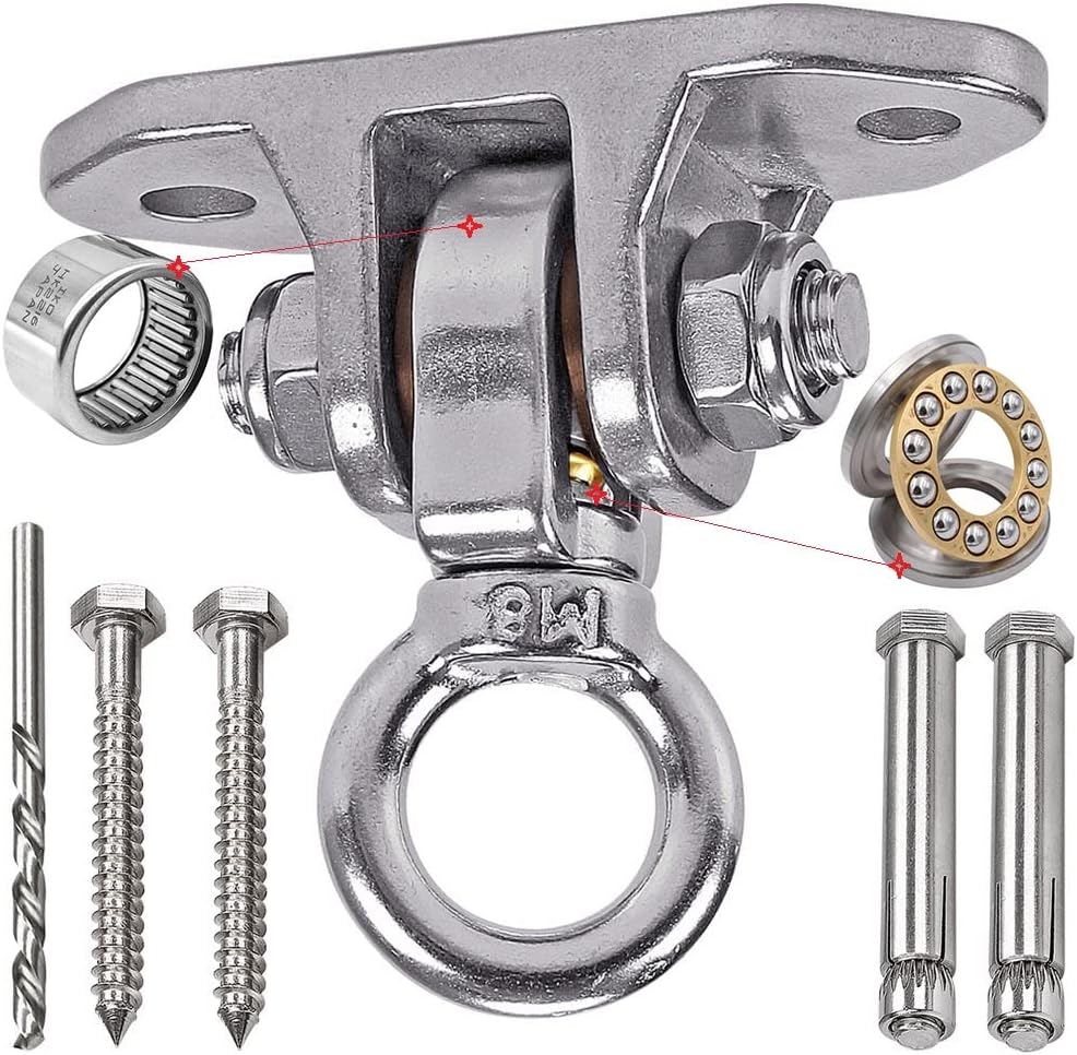 Yyiwhmy heavy duty stainless steel swing hanger front view showcasing the pre drilled triangular ceiling mount plate.