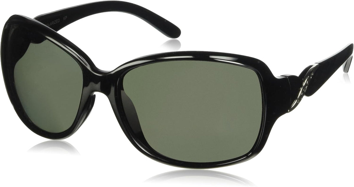 Angled perspective of Suncloud polarized sunglasses displaying polycarbonate lens clarity and frame shape.