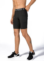 Queerier athletic workout shorts showing side pocket detail