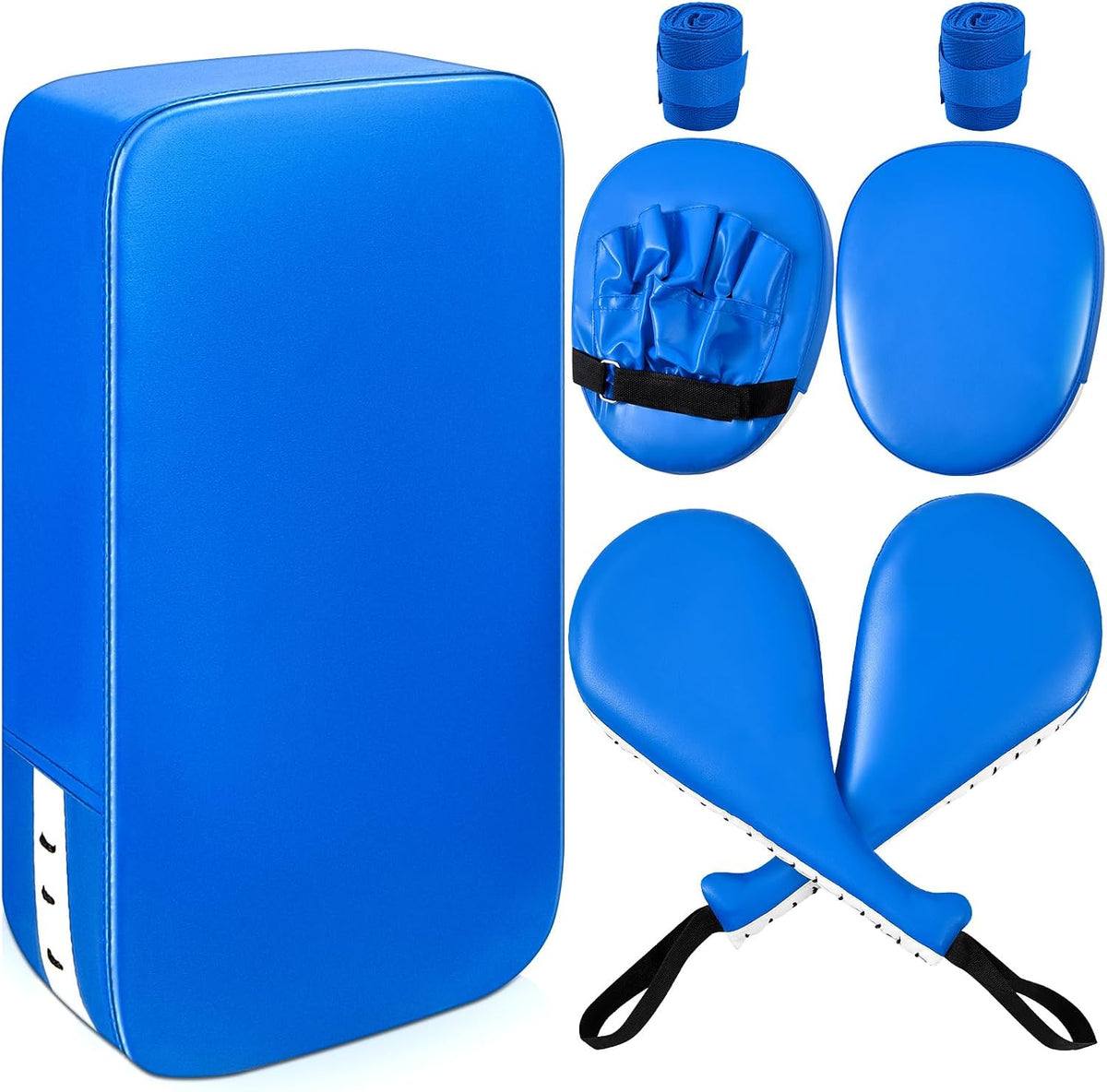 Poen 7 in 1 Taekwondo Kick Pad Boxing Training Equipment Punching Mitts Martial Arts Wrist Band Adjustable Soft Pads Set for Karate Muay Thai MMA Training - Image 10