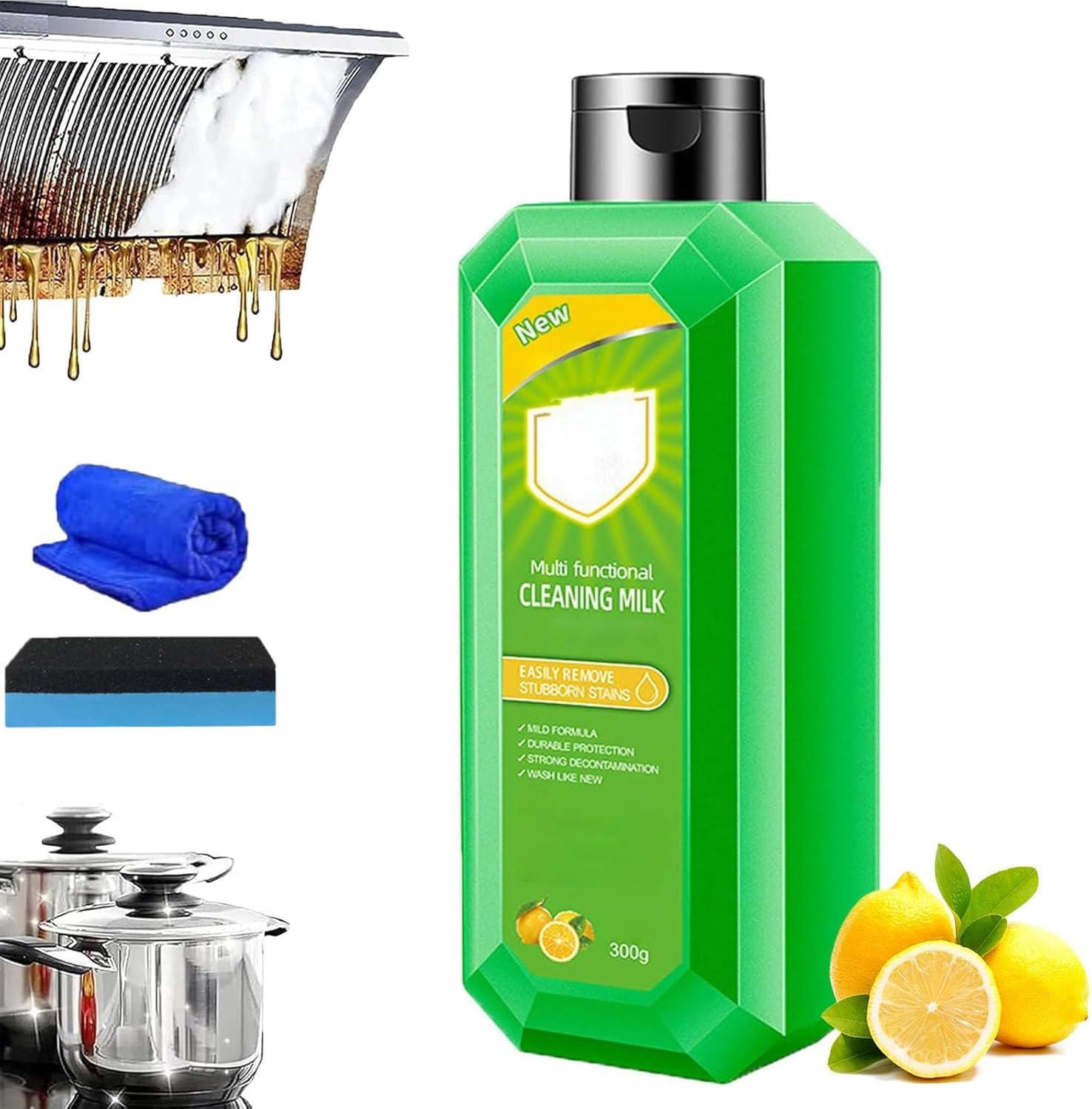 Paryo Enterprises Multifunctional Cleaning Milk 300ml bottle front view for kitchen degreasing.