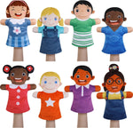 Poen multicultural hand puppet set 8 pieces front view