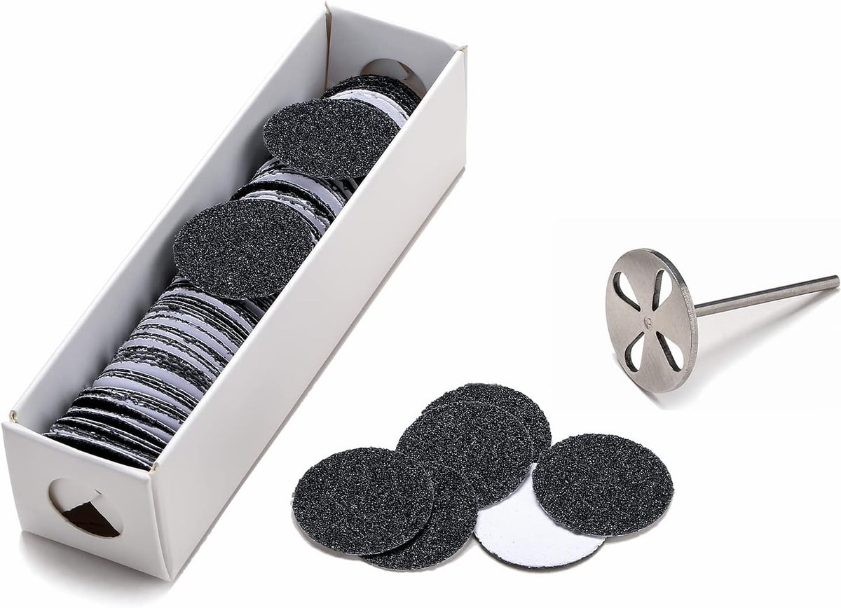 100pcs Sandpaper Disc and 1pcs Metal Bit, 3/32 Shank Replaceable Pedicure Sanding Disc Bit for Dead Skin Callus Removal Electric Foot File Tools (150#(Medium)) - Image 10