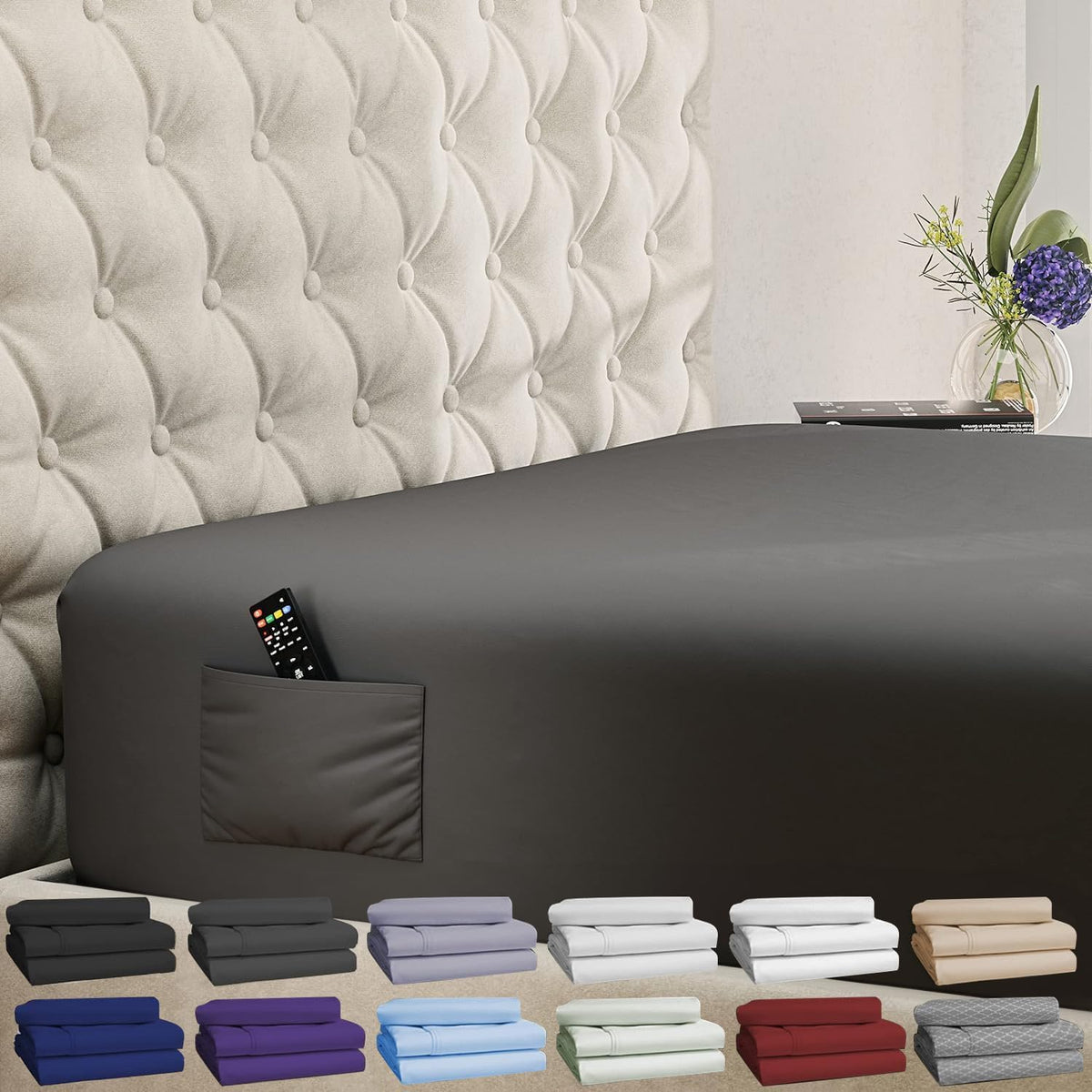 DreamCare King Extra Deep Pocket Fitted Sheet in Grey