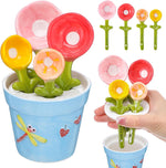 Ubamdom flower measuring spoons set in pot front view blue kitchen accessory