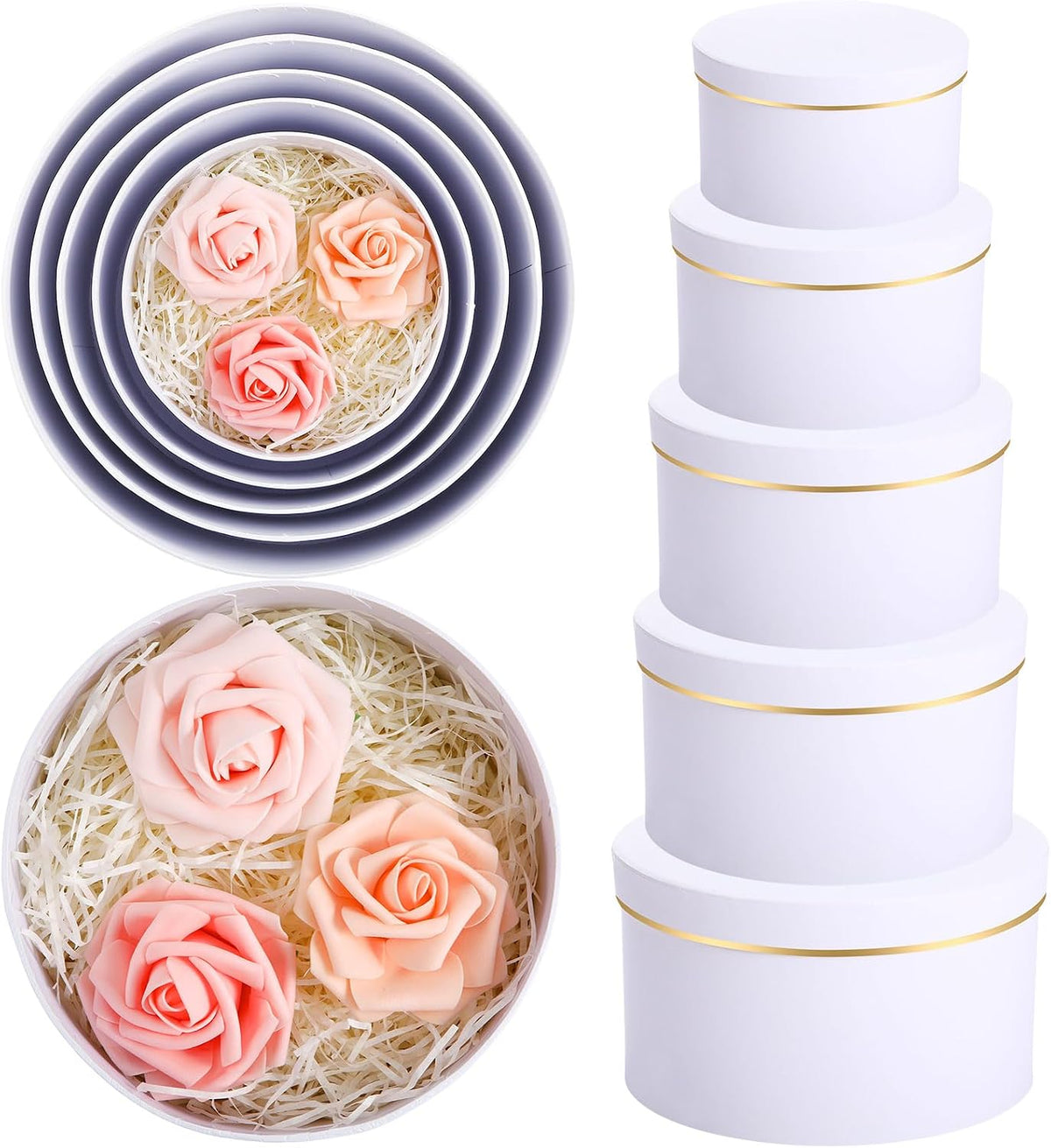 Harloon 5 pieces round storage boxes lifestyle display angle