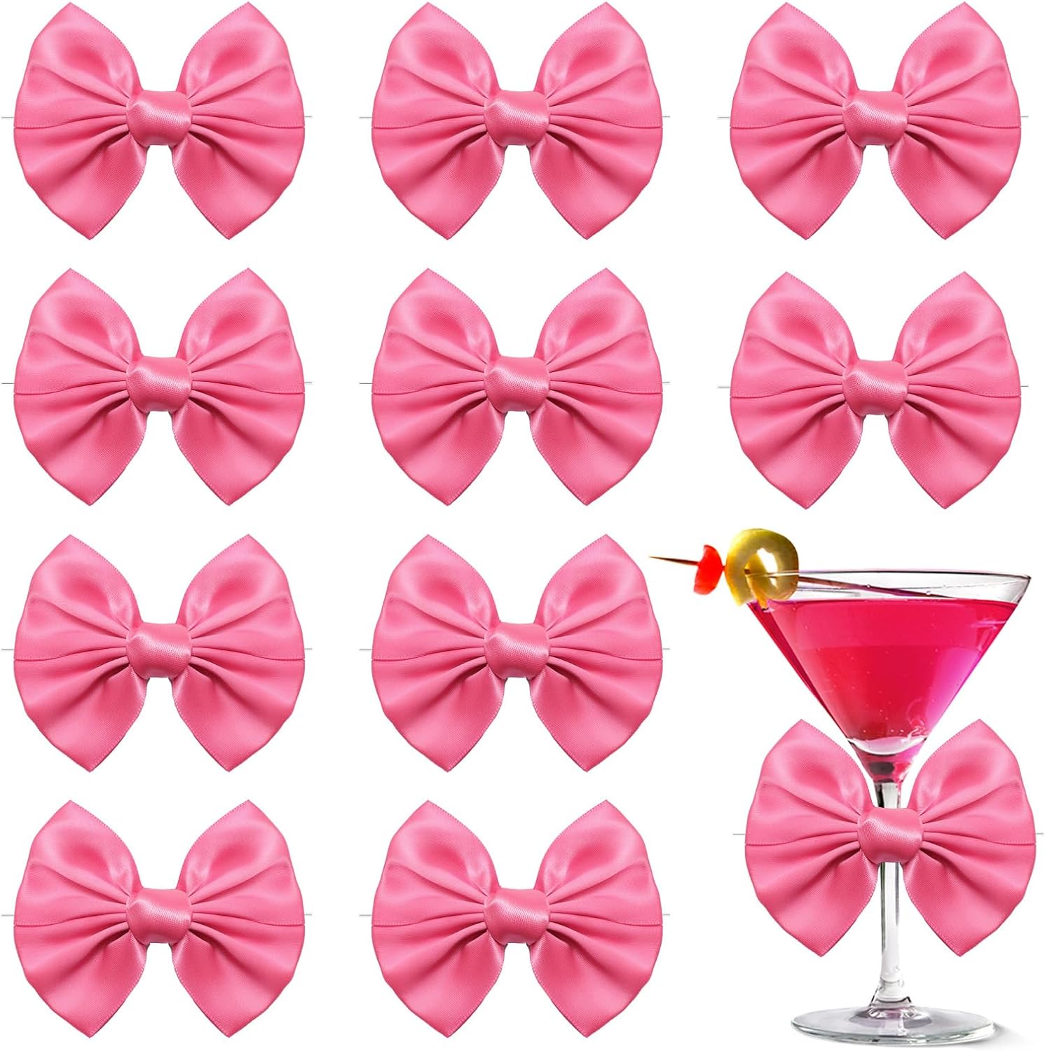 Sdfvsdg satin hot pink ribbon twist tie bows front view pack of twenty four pieces